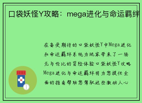 口袋妖怪Y攻略：mega进化与命运羁绊